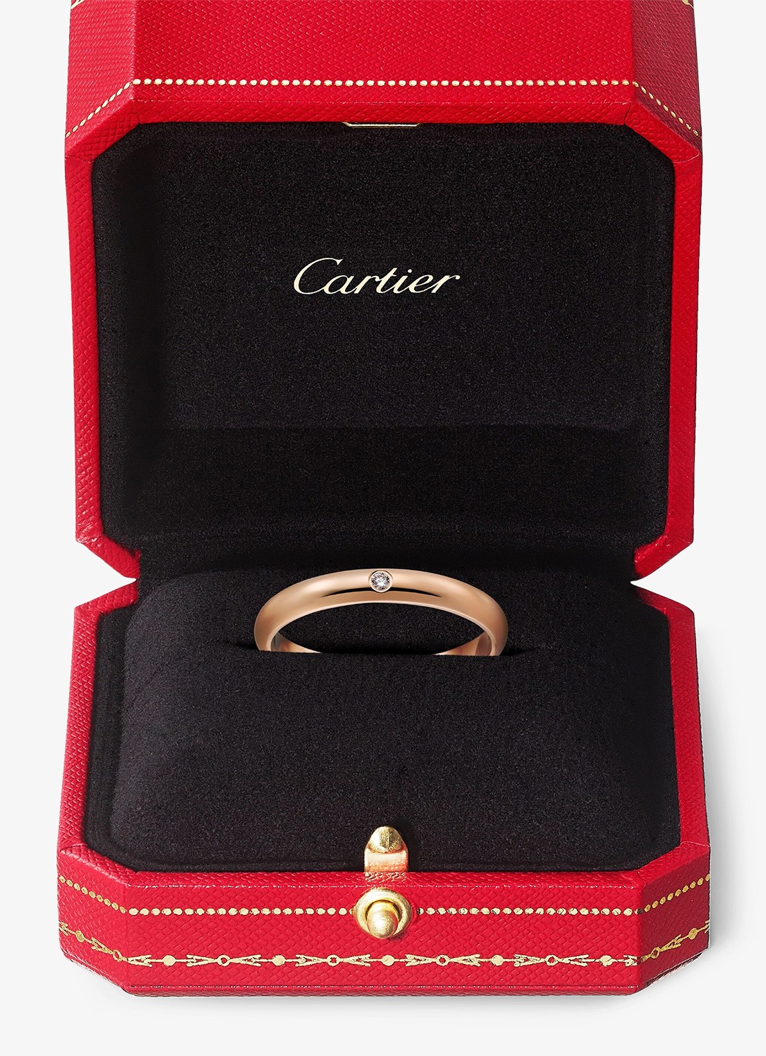 Cartier 1895 trouwring van 18 karaat roségoud met 0.01 ct diamant CRB4088200 - detail 4 roségoud
