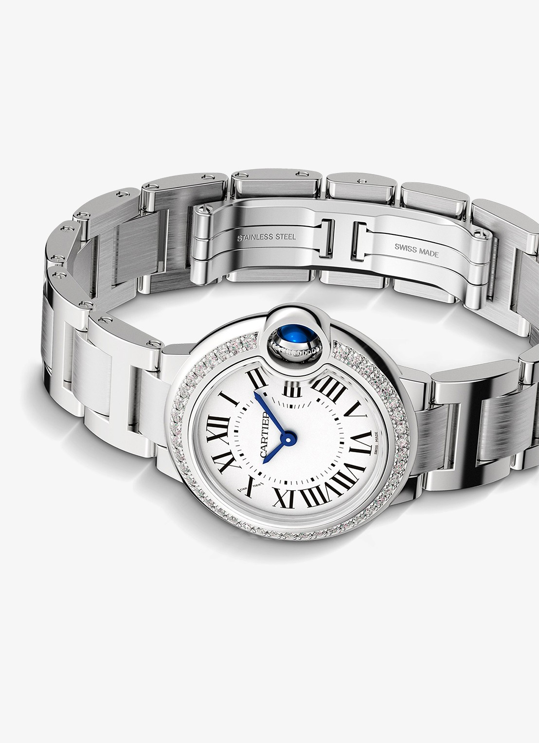 Cartier Ballon Bleu de Cartier horloge, 28 mm, met 0.52 ct diamant CRW4BB0015 - detail 4 zilver