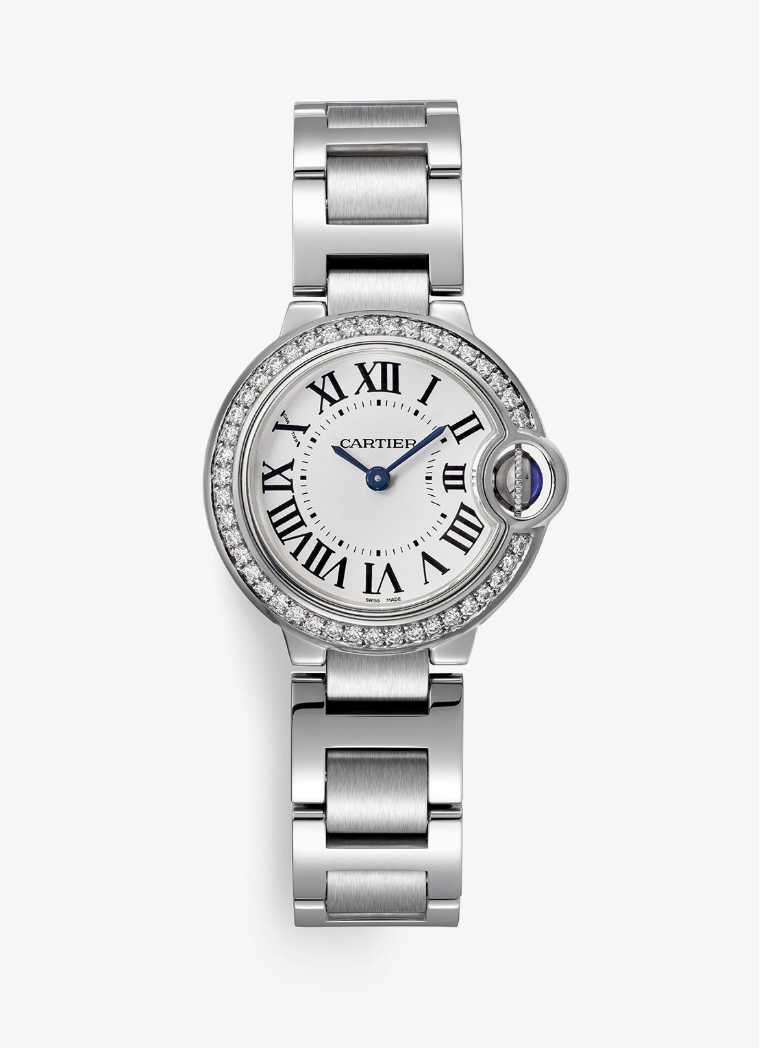Cartier Ballon Bleu de Cartier horloge, 28 mm, met 0.52 ct diamant CRW4BB0015 - voorkant 7 zilver