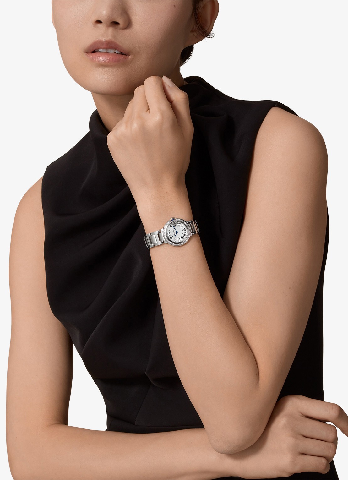 Cartier Ballon Bleu de Cartier horloge, 28 mm, met 0.52 ct diamant CRW4BB0015 - voorkant 8 zilver