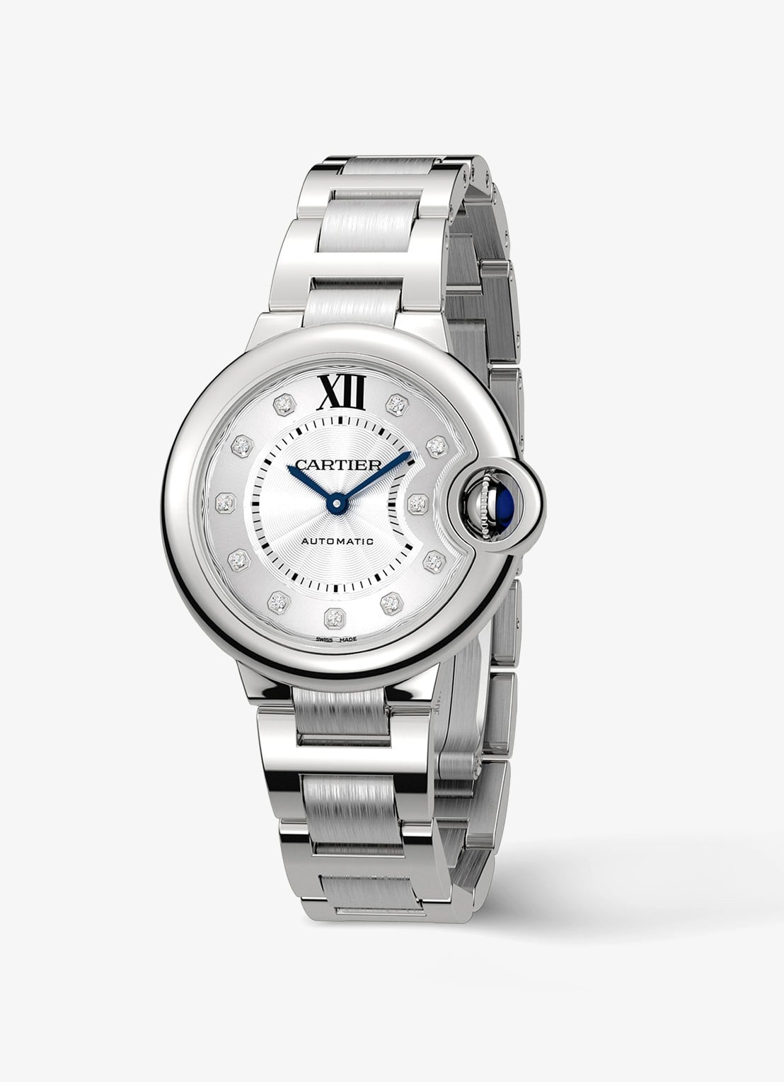 Cartier Ballon Bleu de Cartier horloge, 33 mm, met 0,05 ct diamant CRW4BB0021 - achterkant 3 zilver