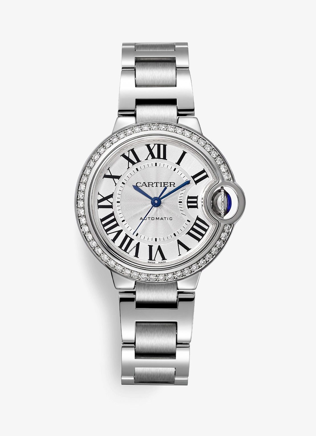 Cartier Ballon Bleu de Cartier horloge met 0,58 ct diamant CRW4BB0023 - voorkant zilver