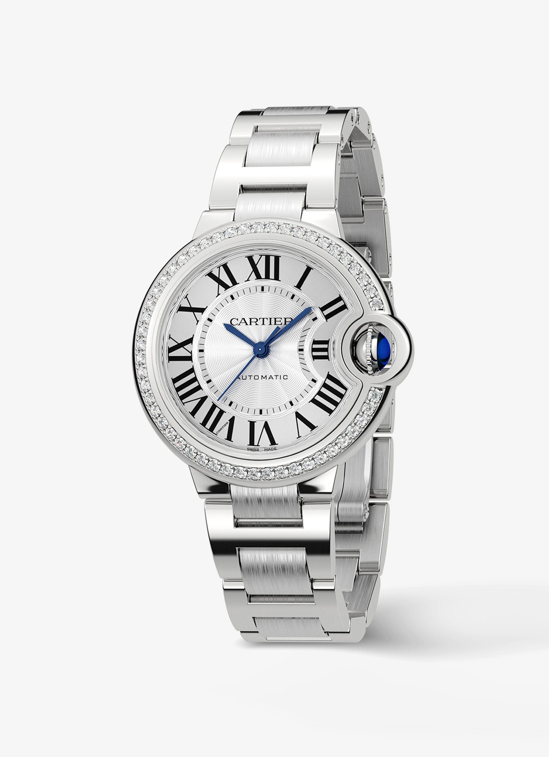 Cartier Ballon Bleu de Cartier horloge met 0,58 ct diamant - achterkant zilver