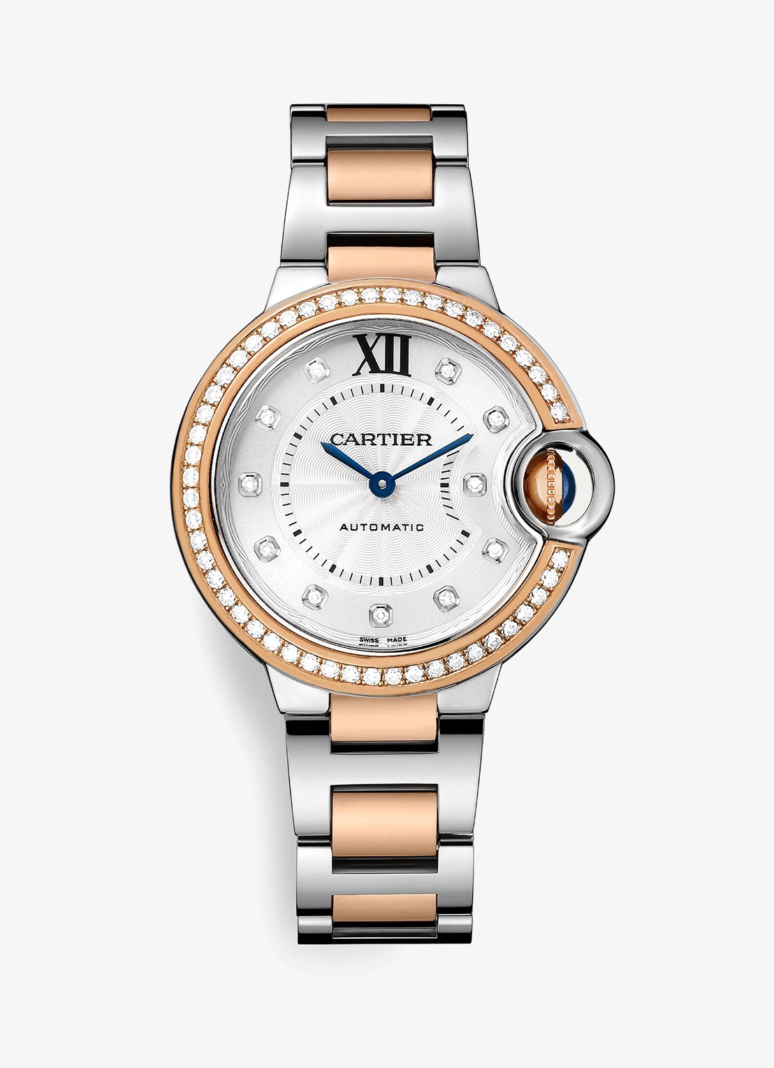 Cartier Ballon Bleu de Cartier horloge van 18 karaat roségoud en staal met 0,63 ct diamant CRW3BB0023 - voorkant roségoud