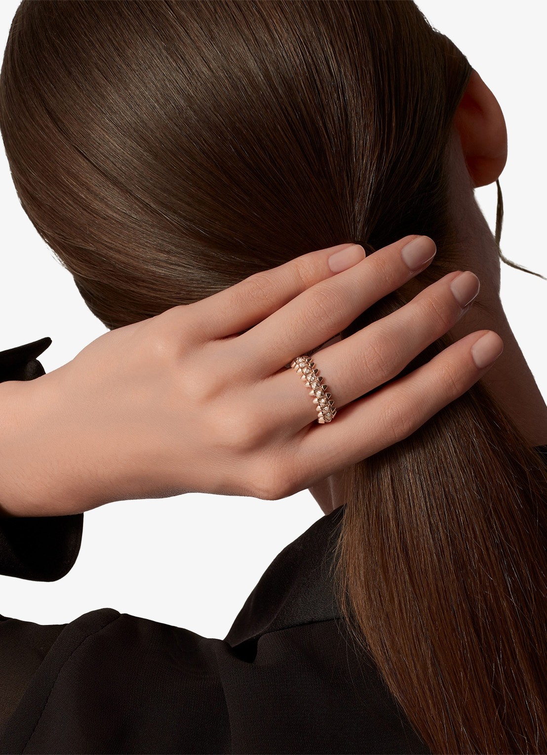 Cartier Clash de Cartier ring, klein model van 18 karaat roségoud met 0.31 ct diamant CRN4796100 - achterkant roségoud