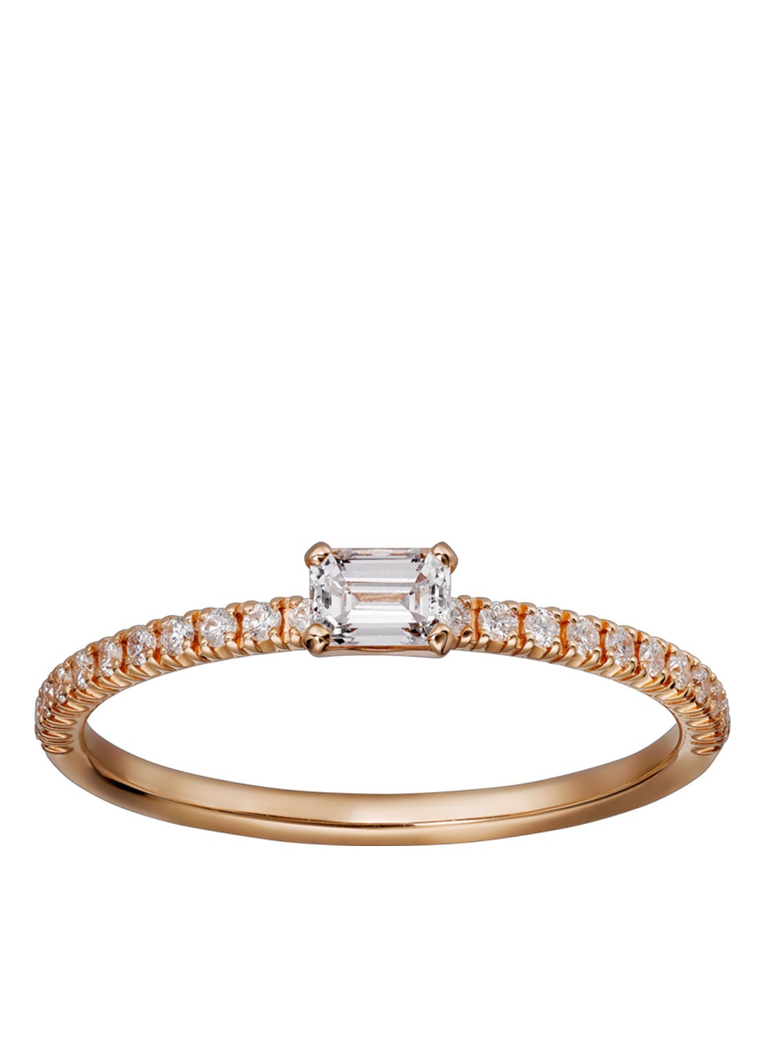 Cartier Etincelle de Cartier ring, emerald-cut diamant, bezet met diamanten CRB4216700 - voorkant 5 roségoud