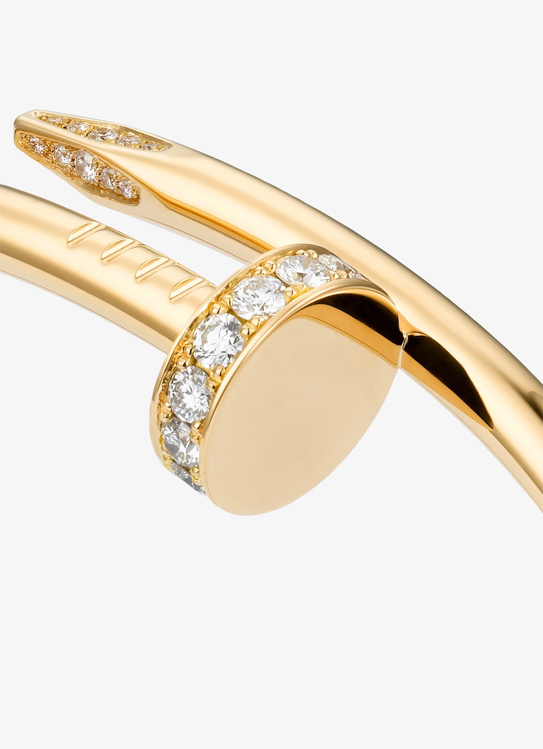 Cartier Juste un Clou armband, klassiek model van 18 karaat geelgoud met 0.58 ct diamant CRB60486 - detail geelgoud