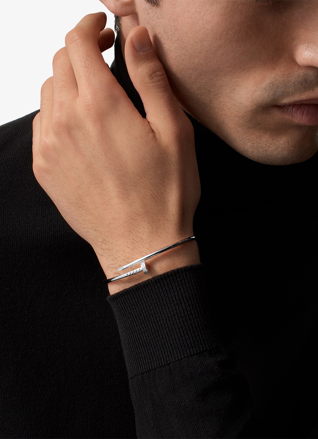 Cartier Juste un Clou armband, klein model van 18 karaat witgoud met 0.18 ct diamant CRB6084017 - voorkant 3 witgoud