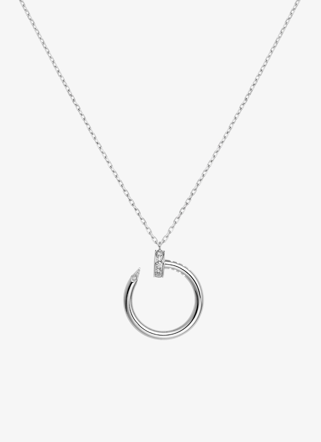 Cartier Juste un Clou ketting van 18 karaat witgoud met 0.12 ct diamant CRB7224891 - achterkant witgoud