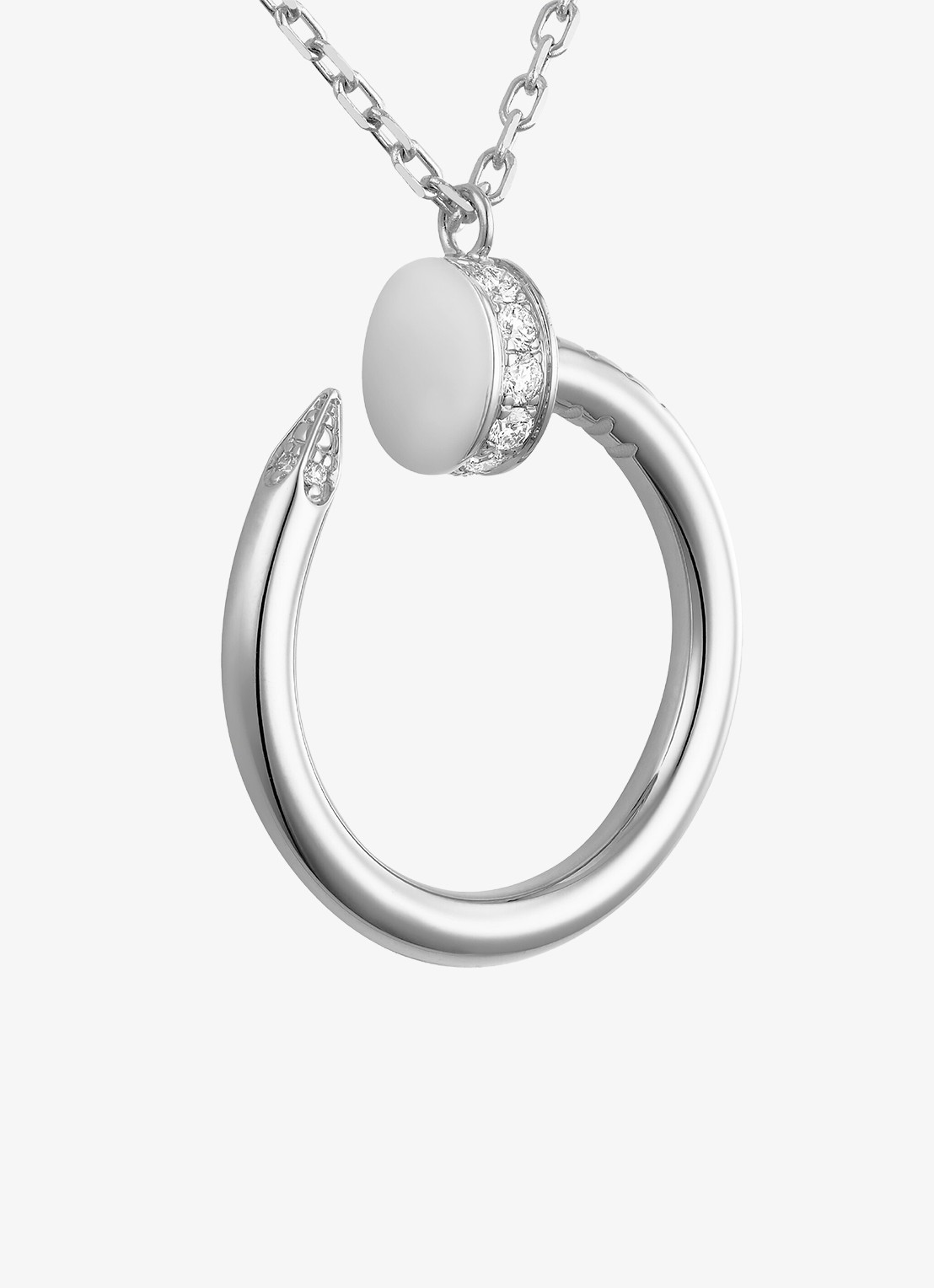 Cartier Juste un Clou ketting van 18 karaat witgoud met 0.12 ct diamant CRB7224891 - detail 4 witgoud