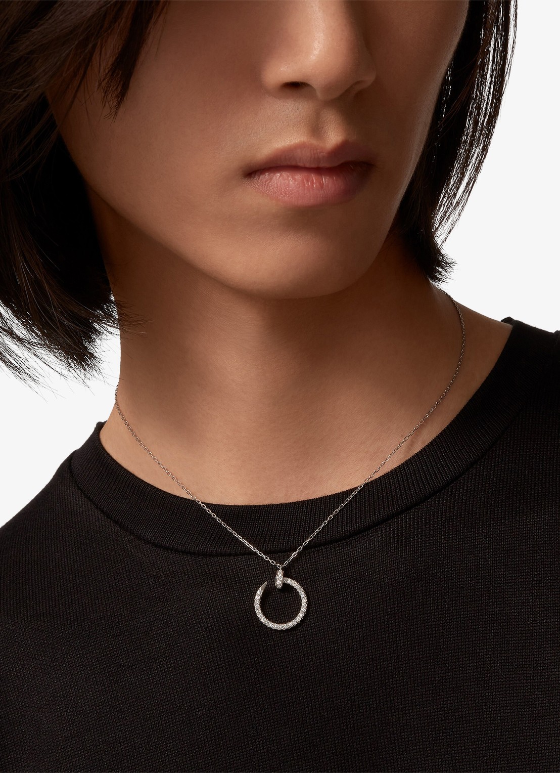 Cartier Juste un Clou ketting van 18 karaat witgoud met 0.38 ct diamant CRB7224897 - voorkant 3 witgoud