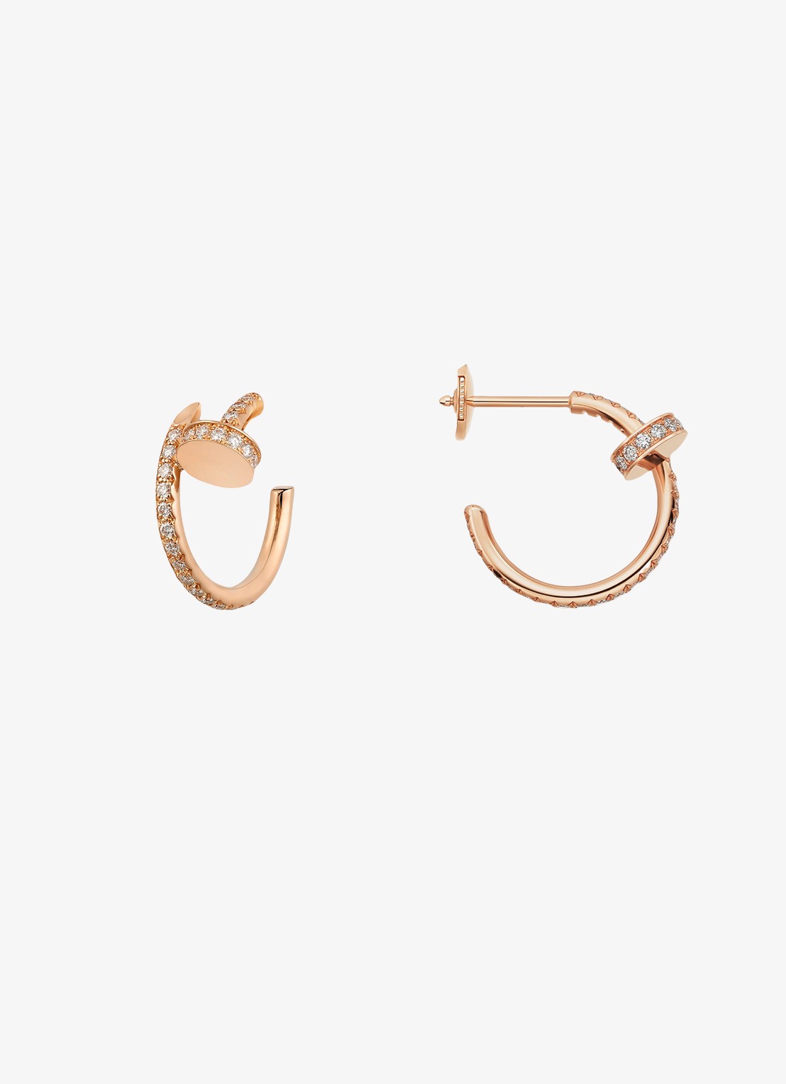 Cartier Juste un Clou oorringen, small model van 18 karaat roségoud met 0.51 ct diamant CRB8301429 - achterkant roségoud