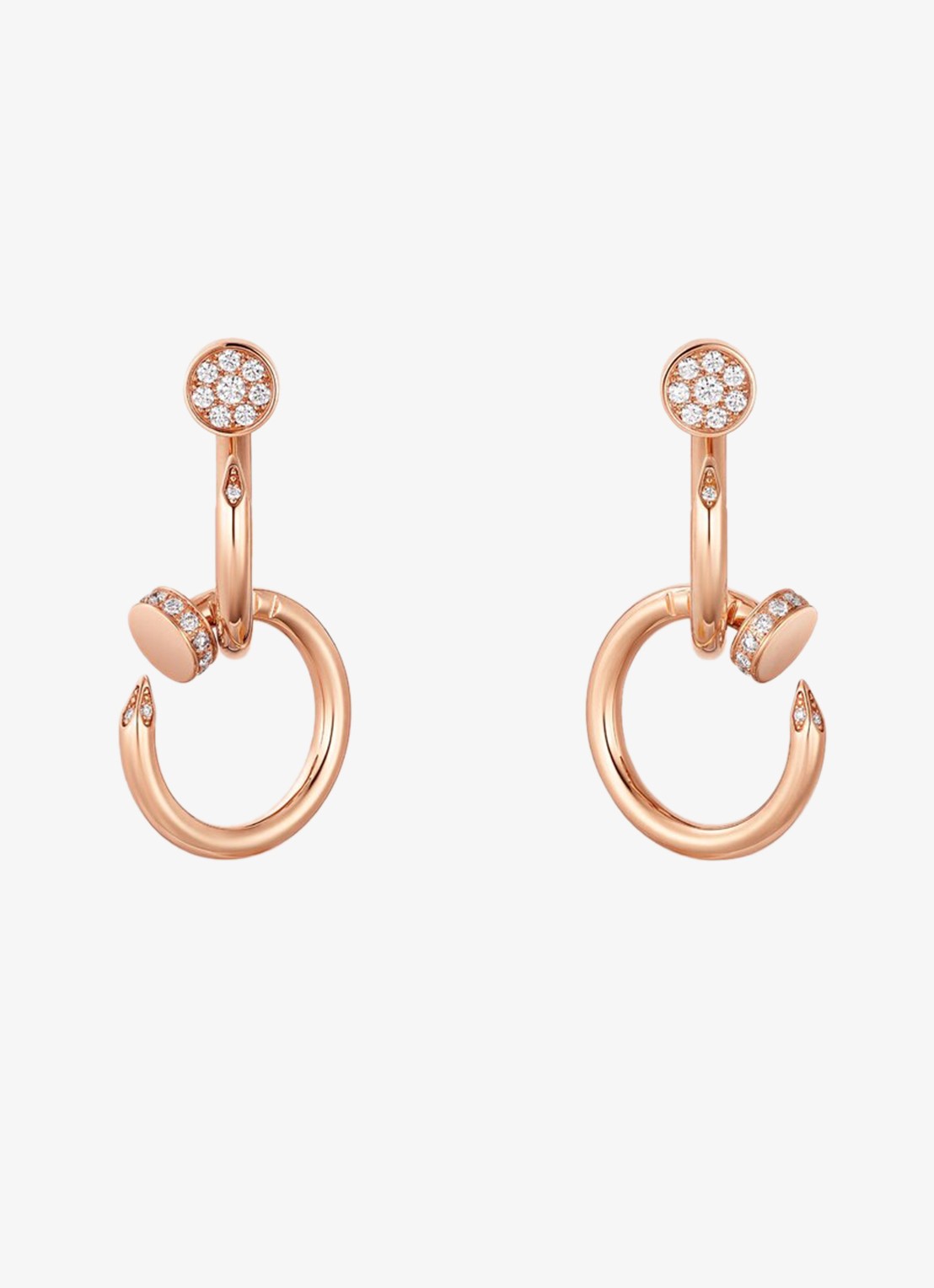 Cartier Juste un Clou oorstekers van 18 karaat roségoud met 27 diamanten CRB8301503 - voorkant roségoud