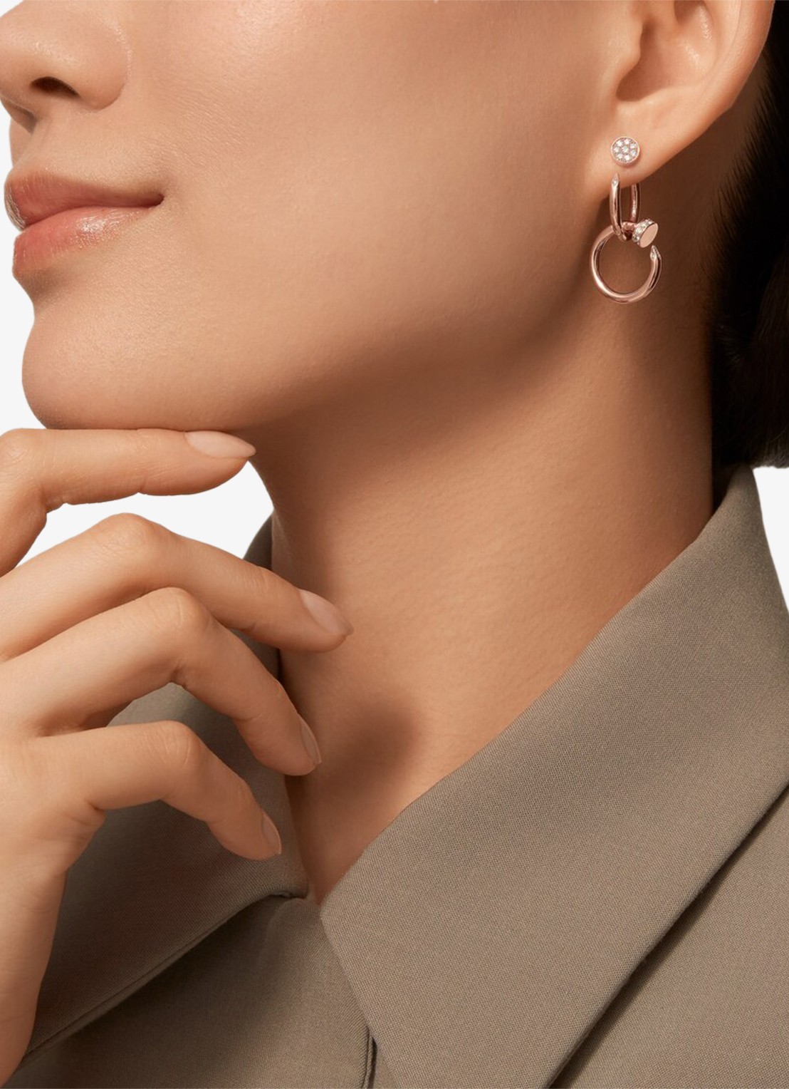 Cartier Juste un Clou oorstekers van 18 karaat roségoud met 27 diamanten CRB8301503 - voorkant 2 roségoud