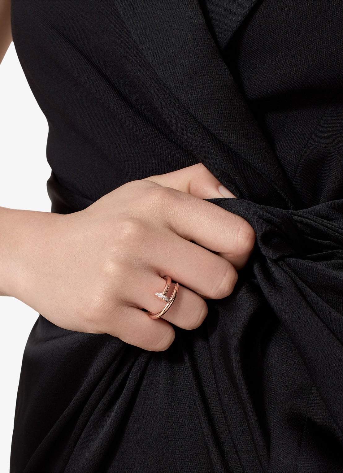 Cartier Juste un Clou ring, klassiek model van 18 karaat roségoud met 0.13 ct diamant CRB40948 - achterkant roségoud