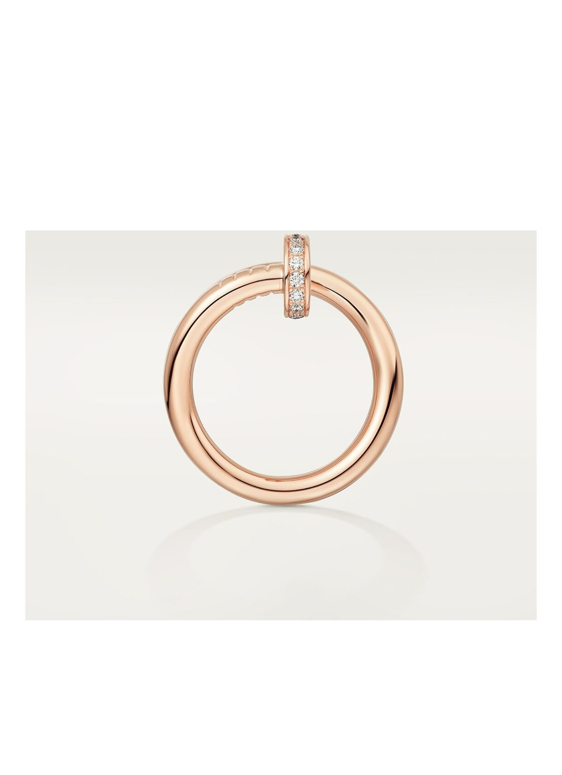 Cartier Juste un Clou ring, klassiek model van 18 karaat roségoud met 0.13 ct diamant CRB40948 - detail roségoud