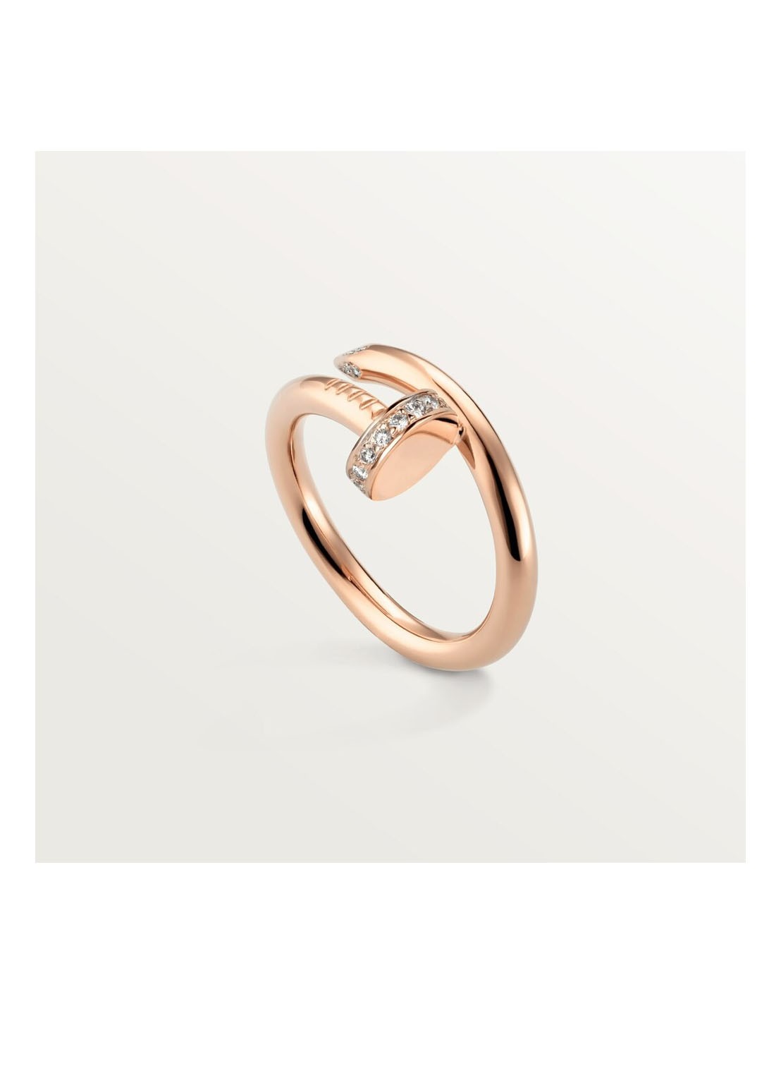 Cartier Juste un Clou ring, klassiek model van 18 karaat roségoud met 0.13 ct diamant CRB40948 - voorkant 7 roségoud