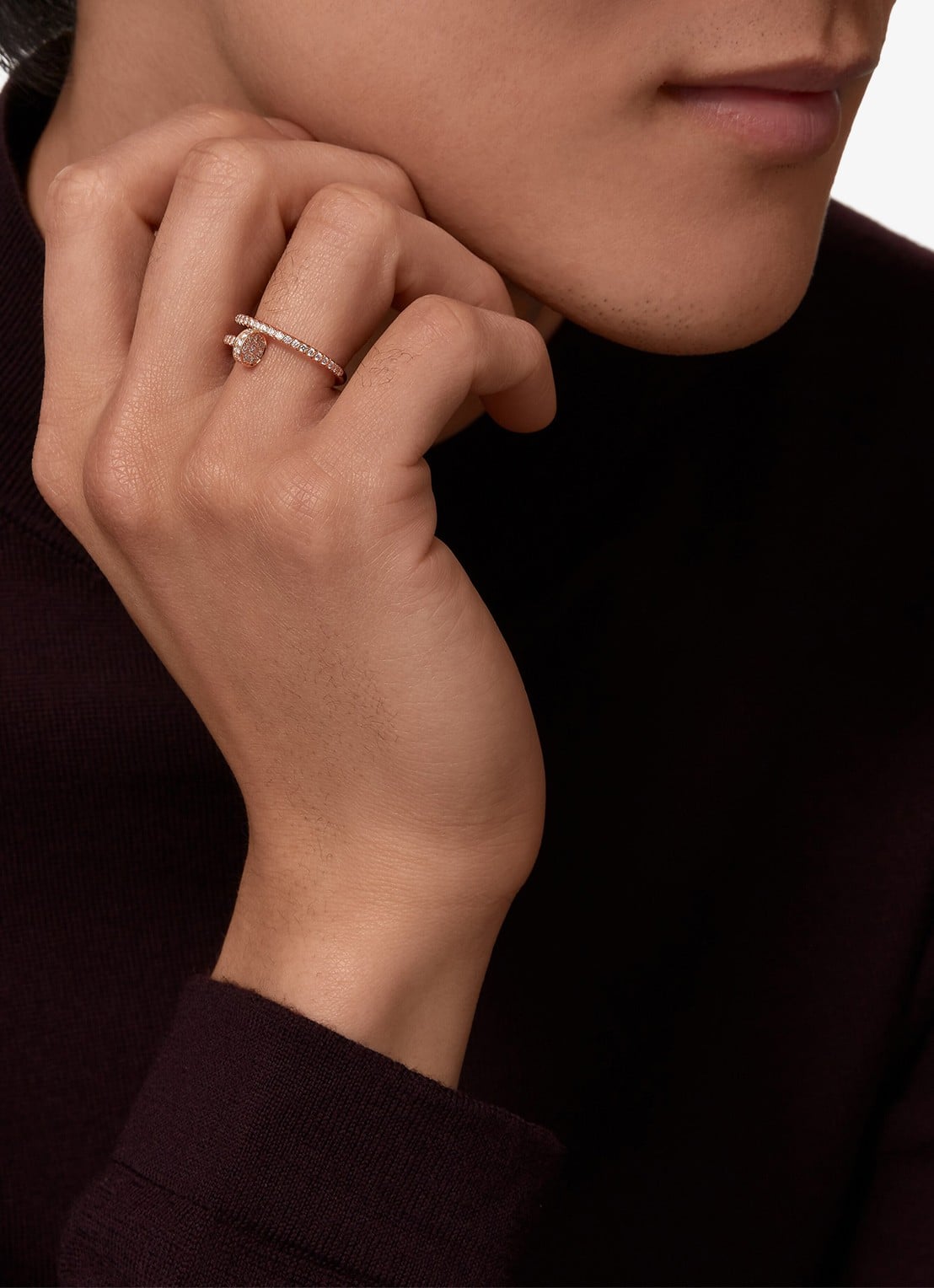Cartier Juste un Clou ring, small model van 18 karaat roségoud met 0.40 ct diamant CRB42314 - voorkant 8 roségoud