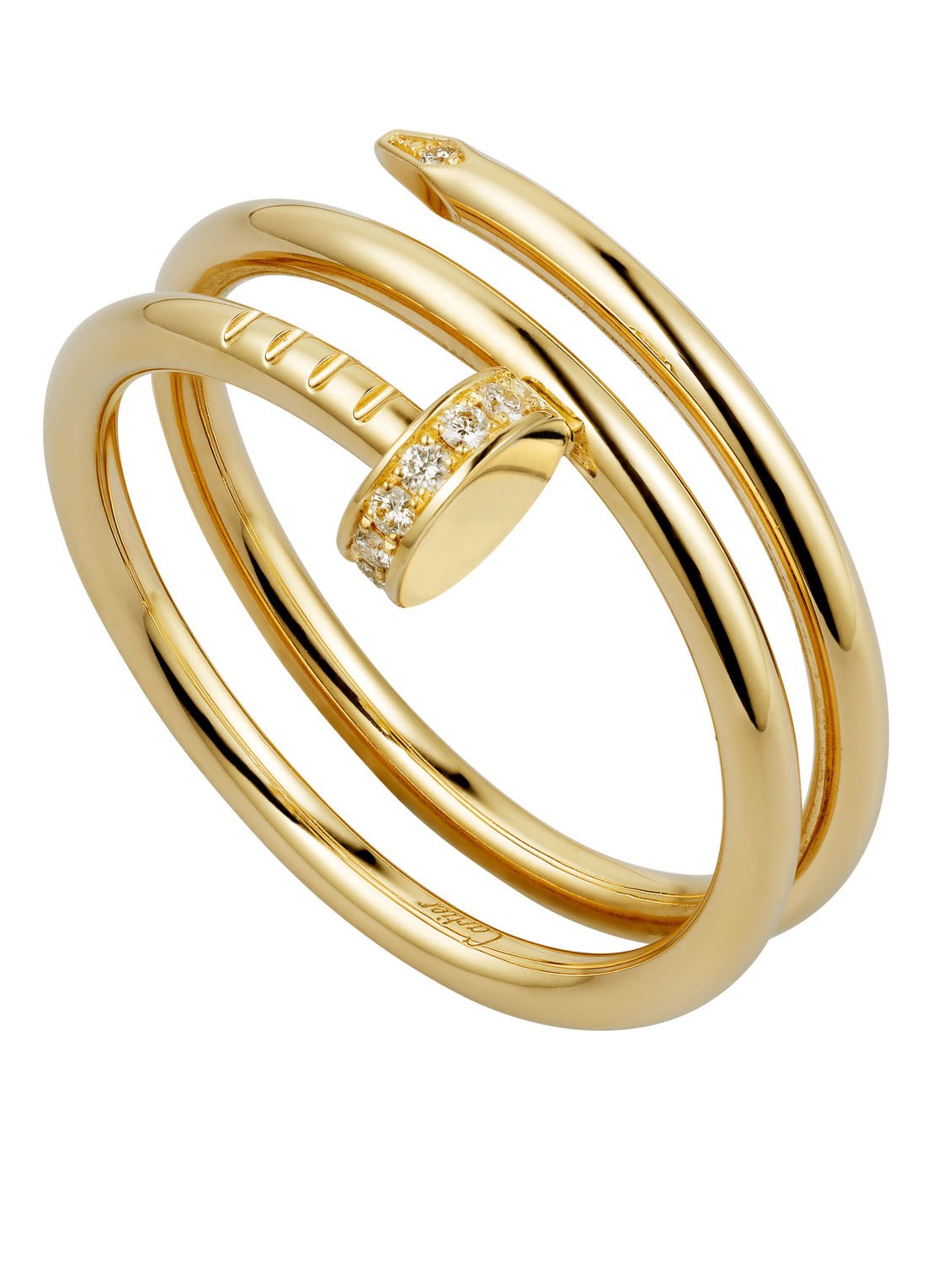 Cartier Juste un Clou ring van 18 karaat geelgoud met 14 diamanten CRB4211800 - voorkant geelgoud