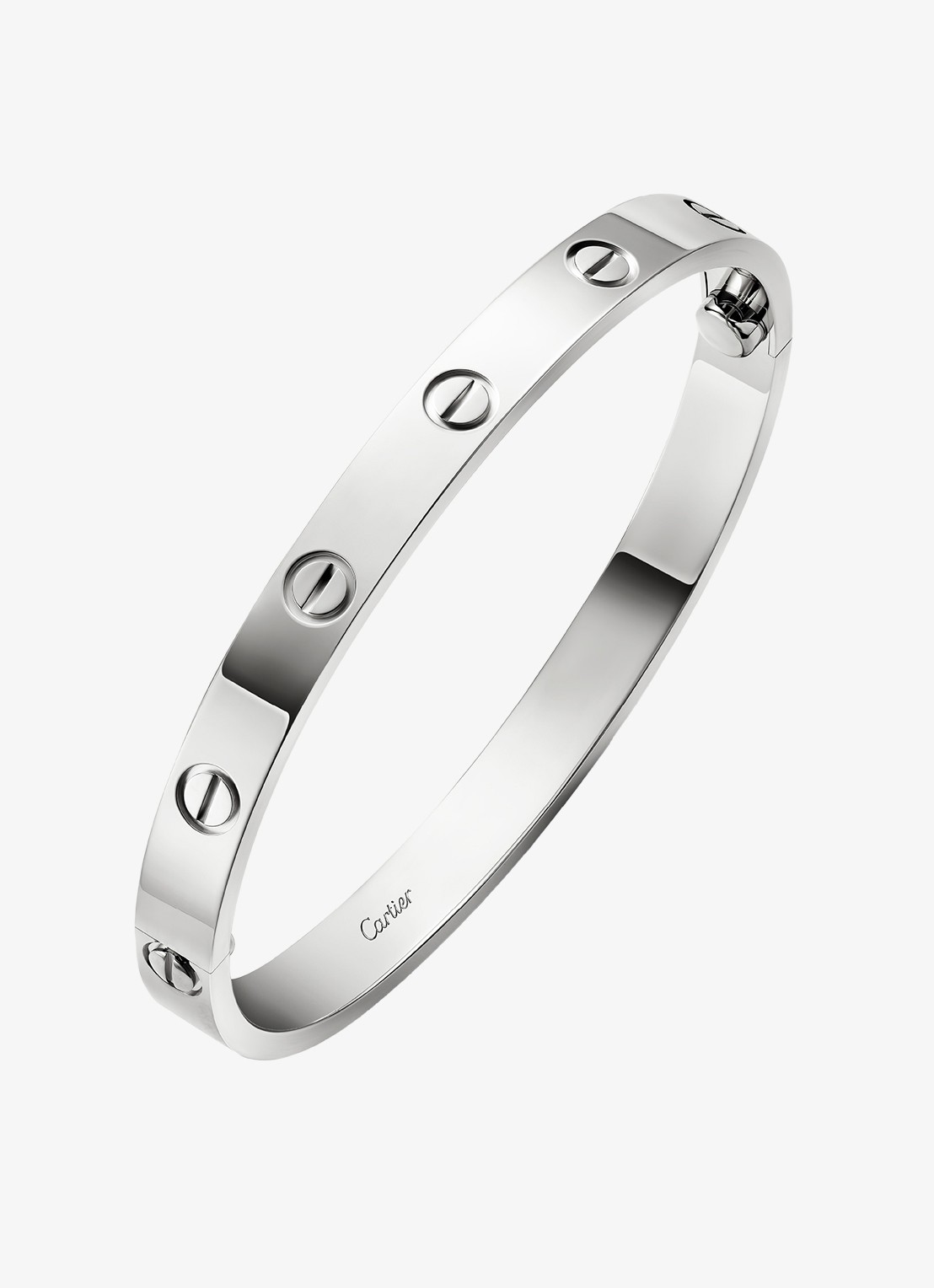 Cartier LOVE armband, klassiek model van 18 karaat witgoud CRB60676 - detail witgoud