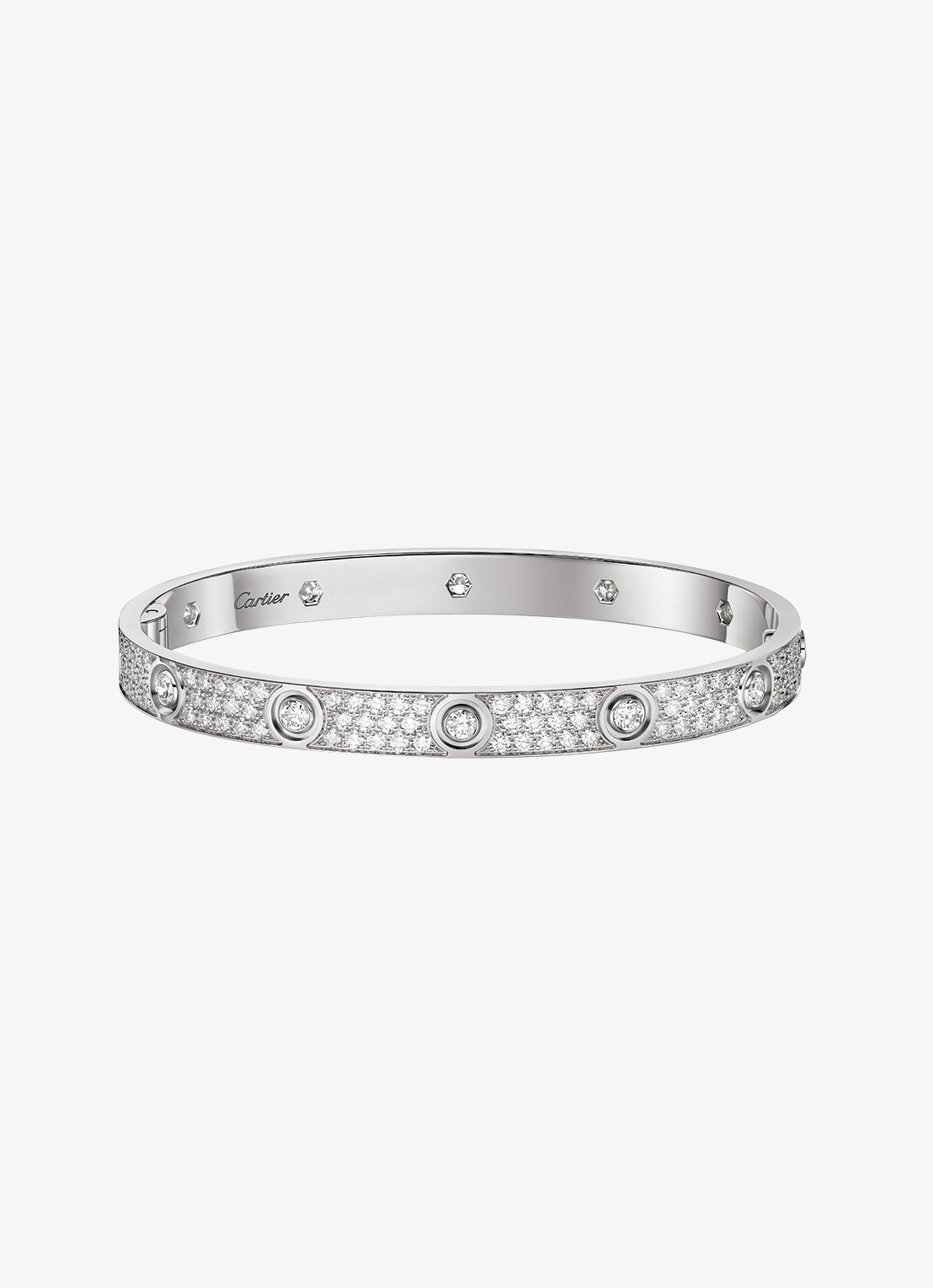 Cartier LOVE armband, klassiek model van 18 karaat witgoud met 4.04 ct diamant CRN6727417 - voorkant 7 witgoud