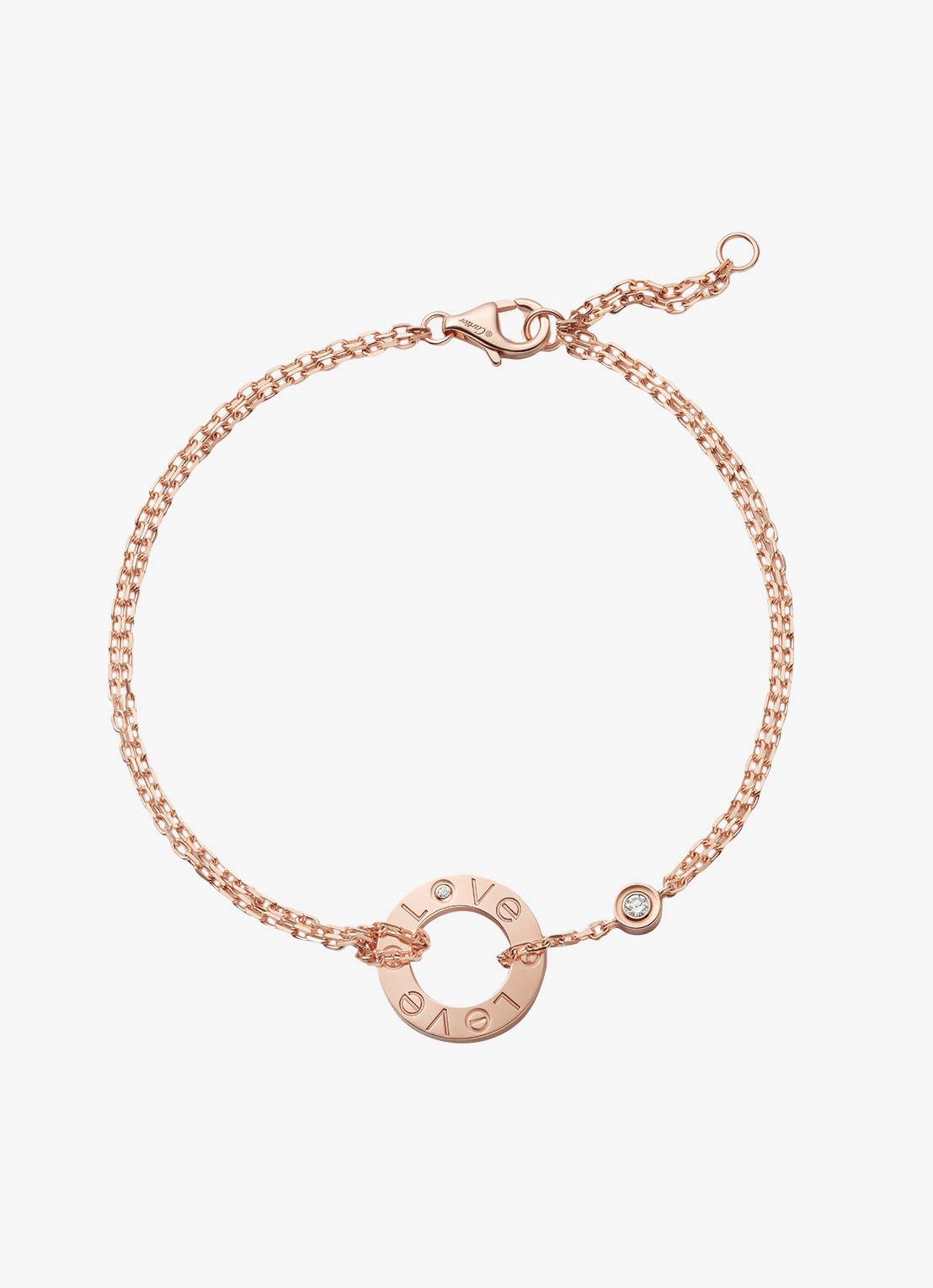 Cartier LOVE armband van 18 karaat roségoud met 0.03 ct diamant CRB6063600 - detail roségoud
