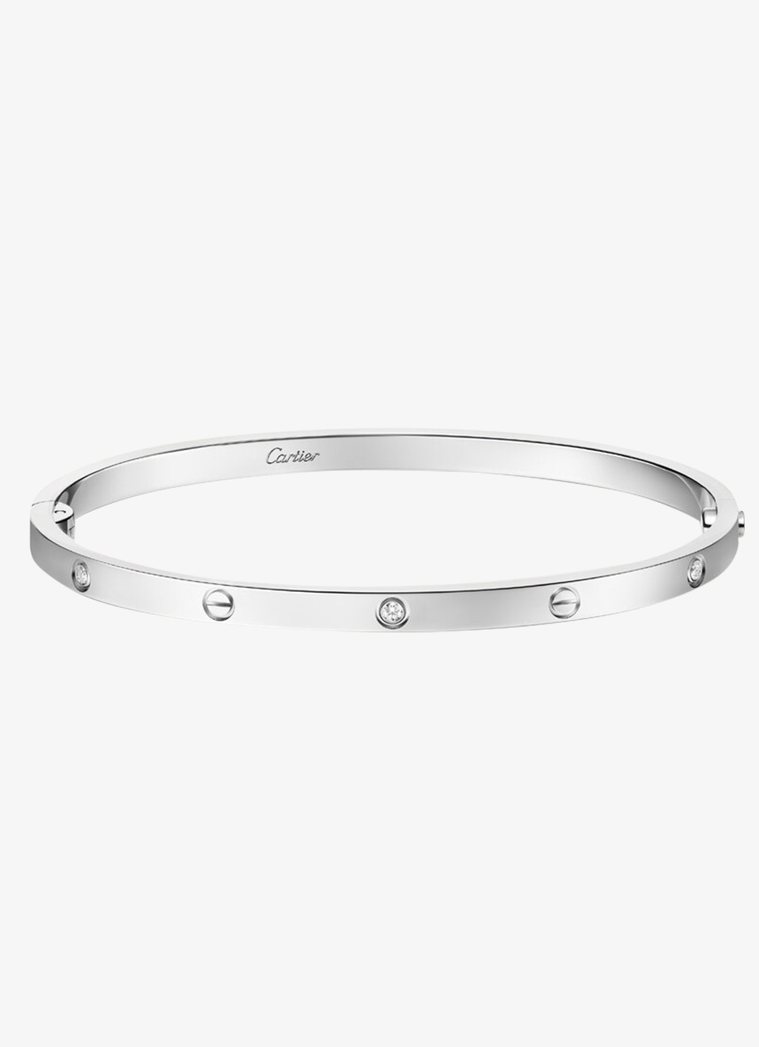 Cartier LOVE armband van 18 karaat witgoud met 6 diamanten CRB6079515 - voorkant witgoud