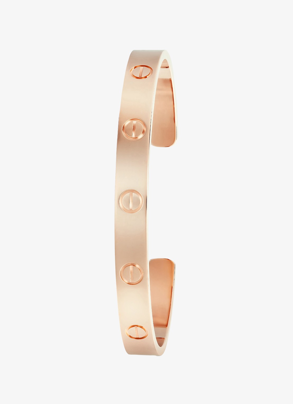 Cartier LOVE bangle, open, klassiek model van 18 karaat roségoud CRB6032617 - detail roségoud