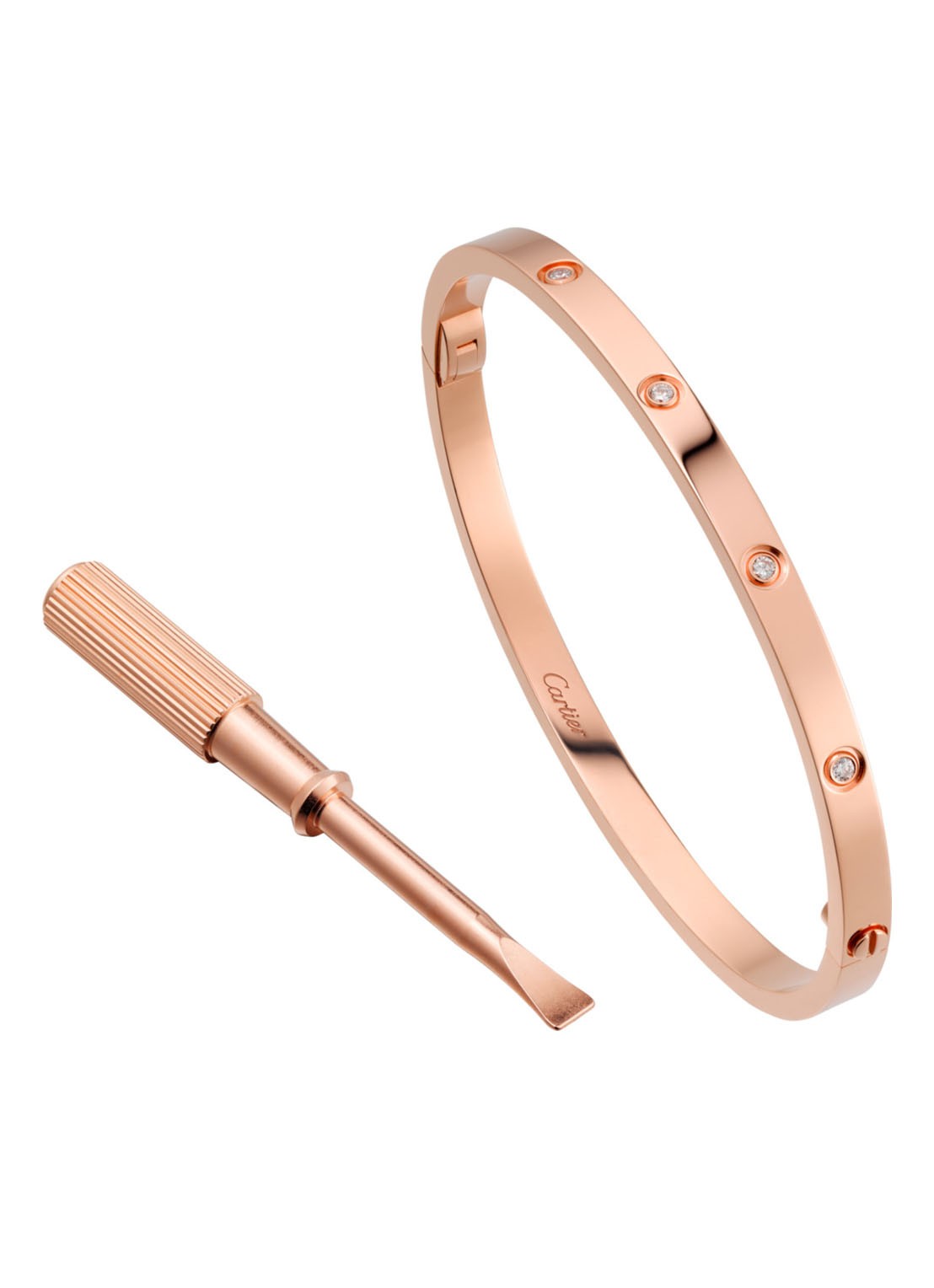 Cartier LOVE bangle van 18 karaat roségoud met 10 diamanten CRB6047900 - voorkant roségoud