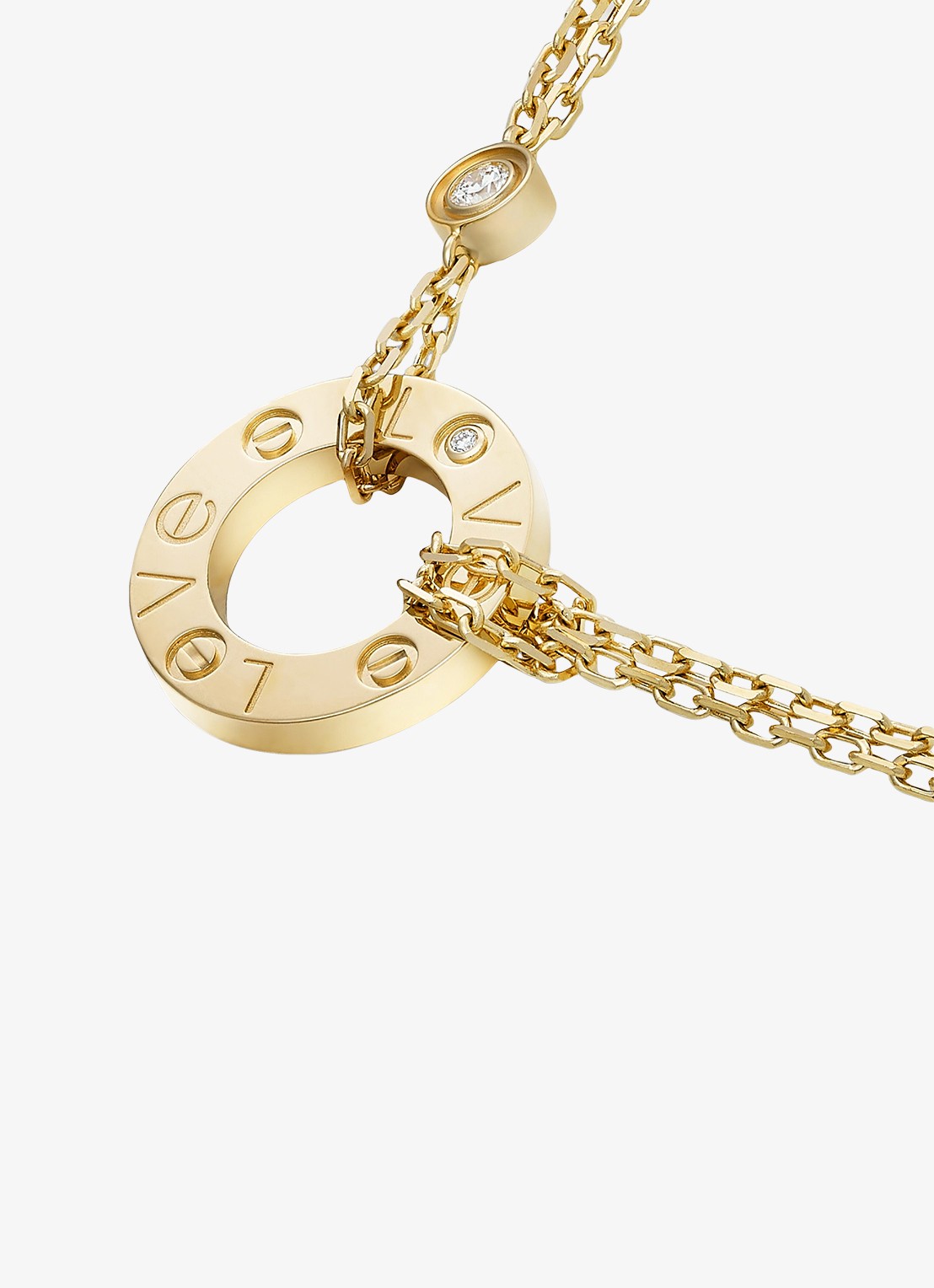 Cartier LOVE ketting van 18 karaat geelgoud met 0.03 ct diamant CRB7219500 - detail 2 geelgoud
