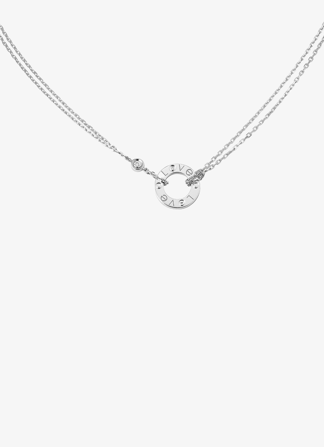 Cartier LOVE ketting van 18 karaat witgoud met 0.03 ct diamant CRB72194 - achterkant witgoud