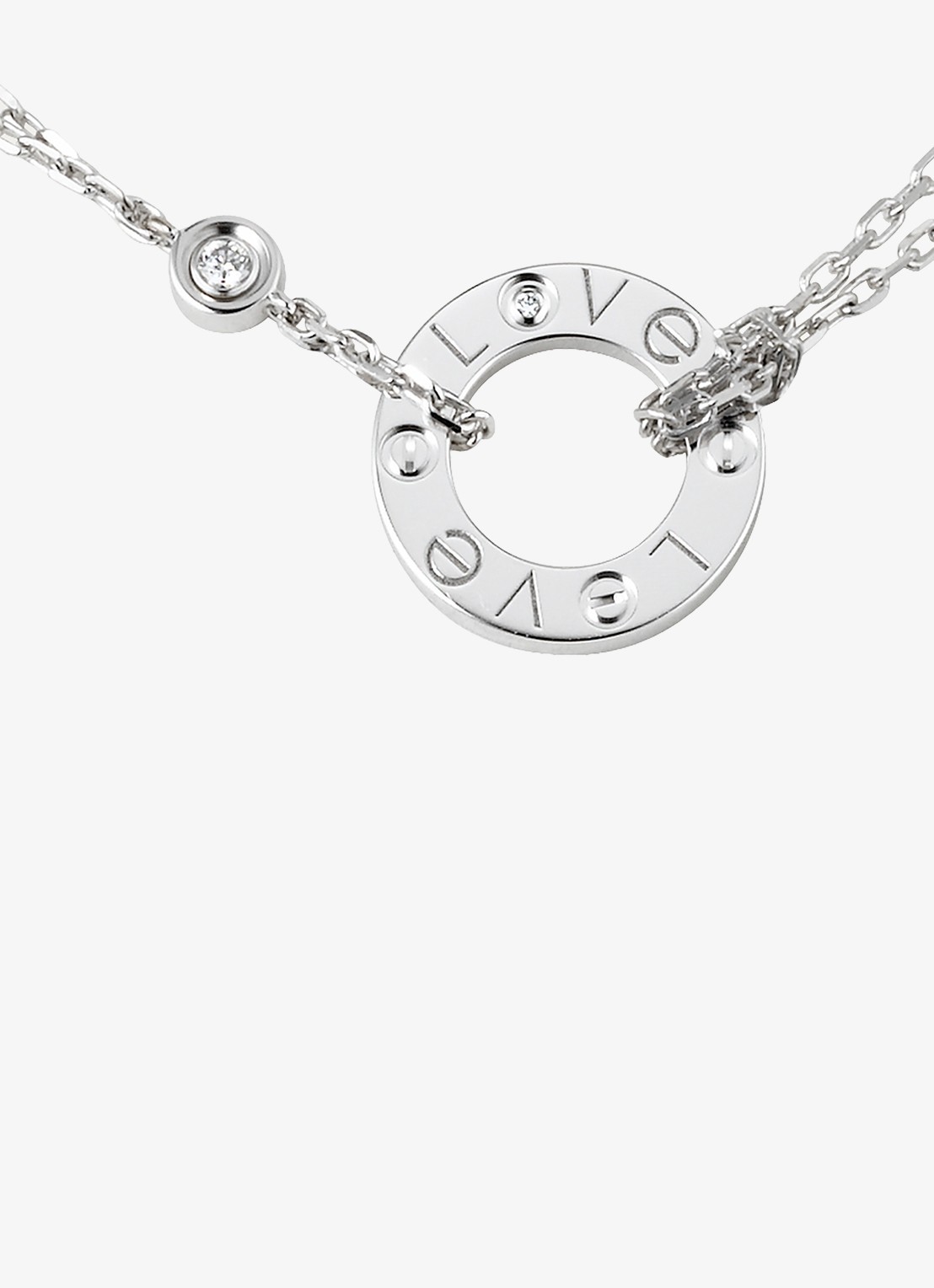 Cartier LOVE ketting van 18 karaat witgoud met 0.03 ct diamant CRB72194 - detail 5 witgoud