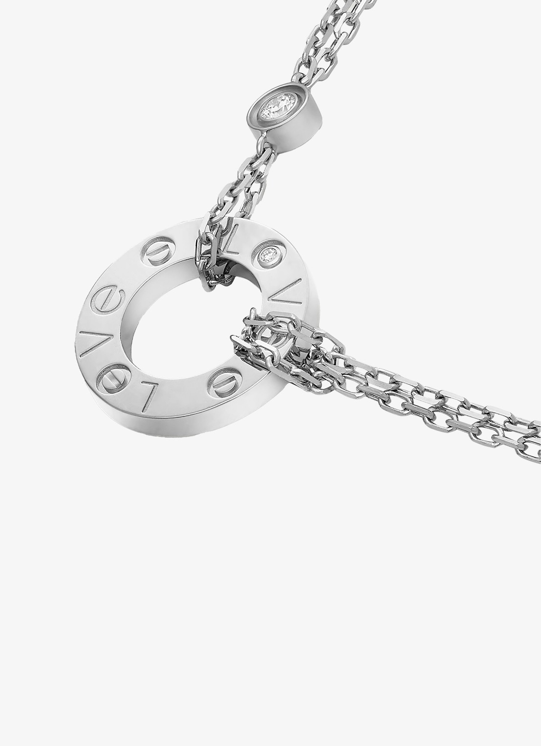 Cartier LOVE ketting van 18 karaat witgoud met 0.03 ct diamant CRB72194 - detail 6 witgoud