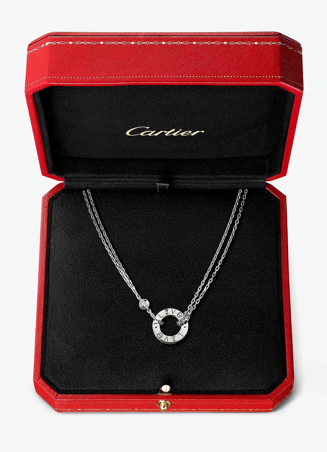 Cartier LOVE ketting van 18 karaat witgoud met 0.03 ct diamant CRB72194 - detail 8 witgoud
