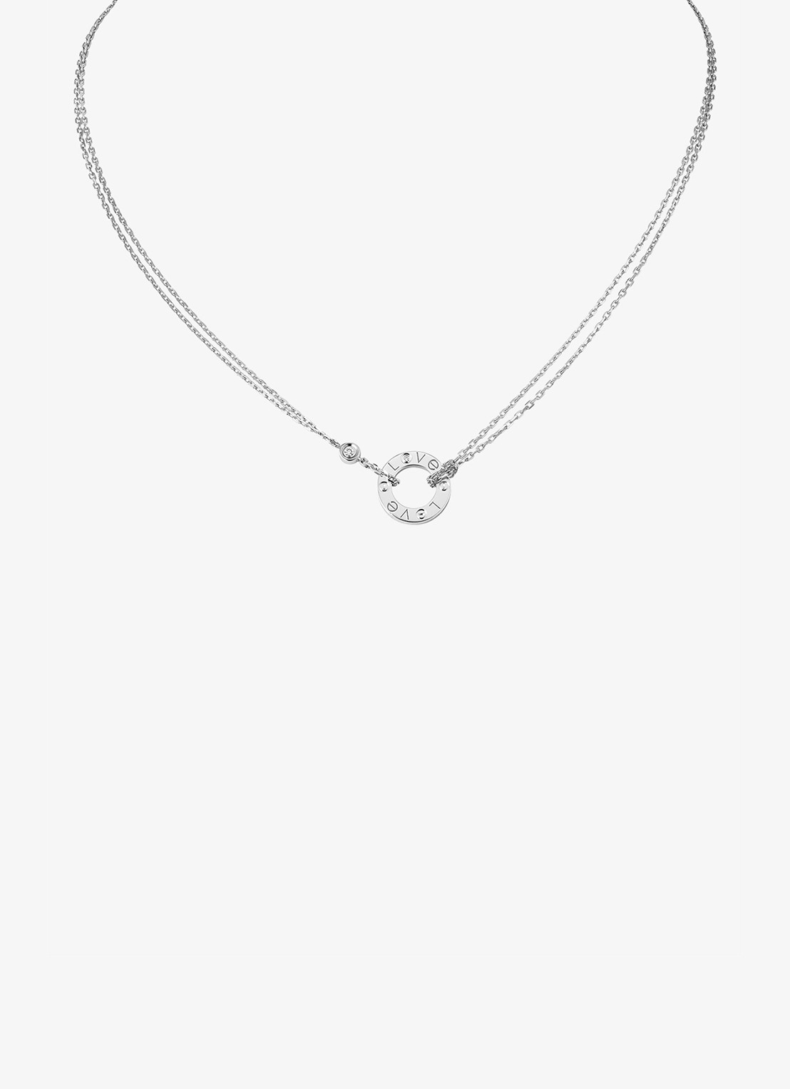 Cartier LOVE ketting van 18 karaat witgoud met 0.03 ct diamant CRB72194 - voorkant 2 witgoud