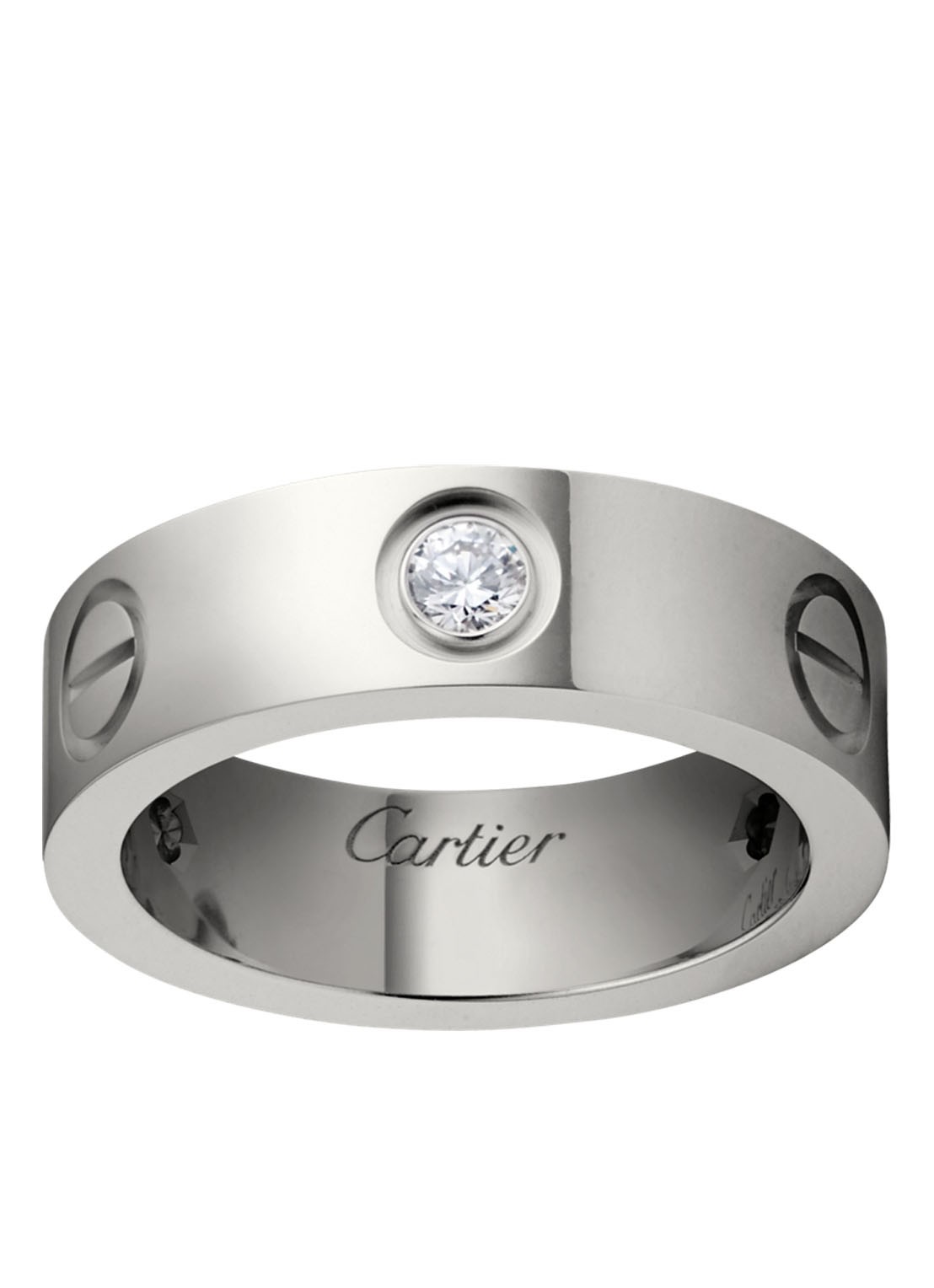Cartier LOVE ring, klassiek model, 3 diamanten CRB4032500 - voorkant witgoud