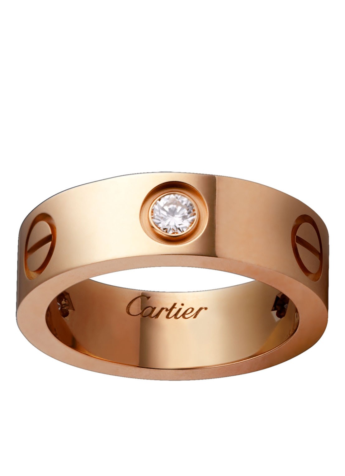 Cartier #LOVE# ring, klassiek model, 3 diamanten CRB4087500 - voorkant 2 roségoud