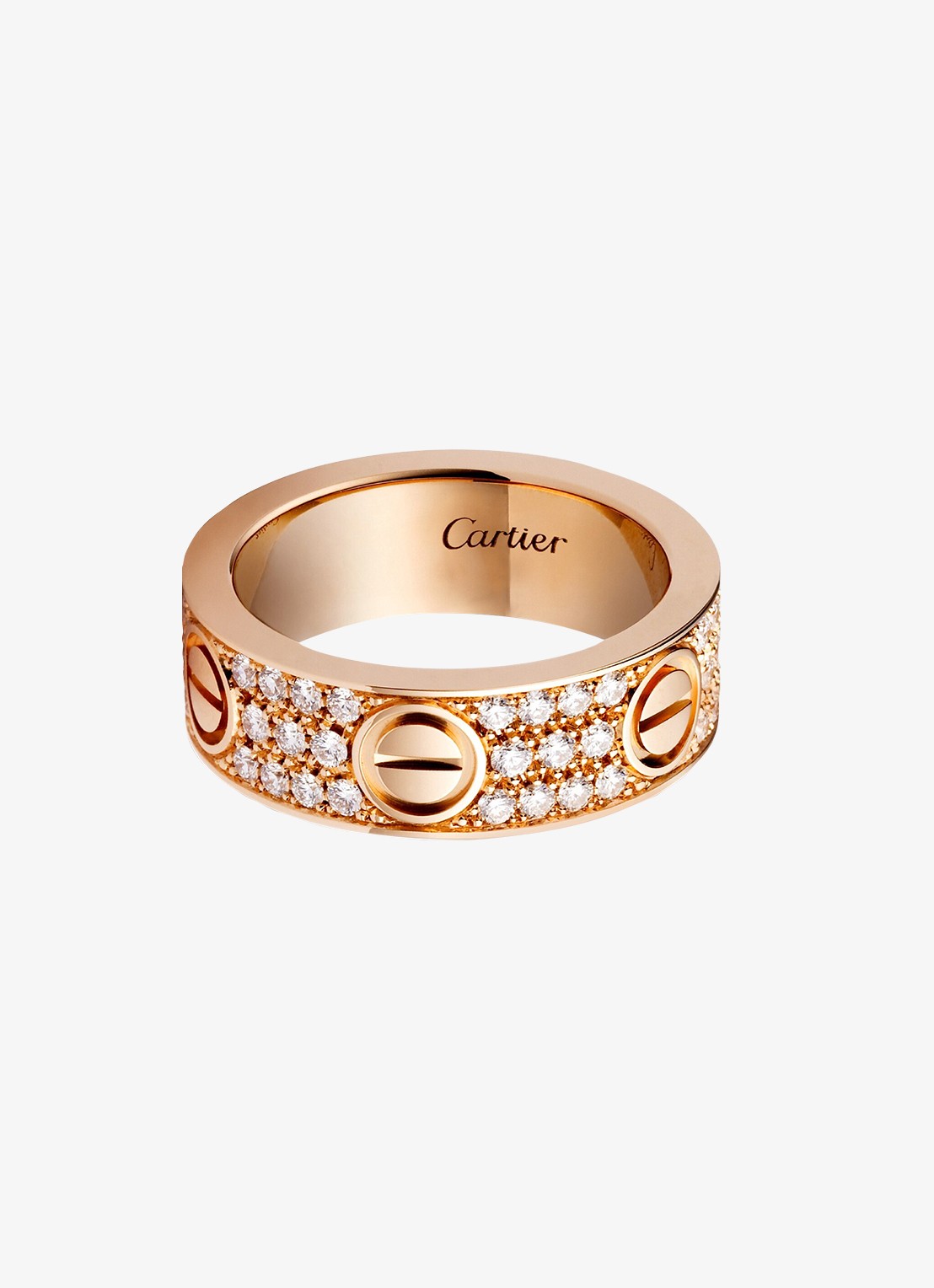 Cartier LOVE trouwring, klassiek model van 18 karaat roségoud met 0.70 ct diamant CRB4087600 - voorkant 7 roségoud