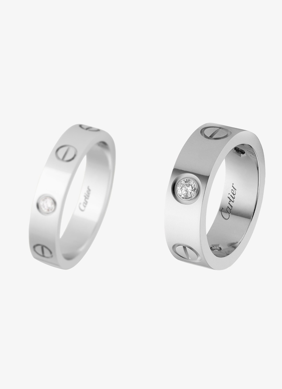 Cartier LOVE trouwring, klassiek model van 18 karaat witgoud met 0.23 ct diamant CRB40325 - detail 4 witgoud