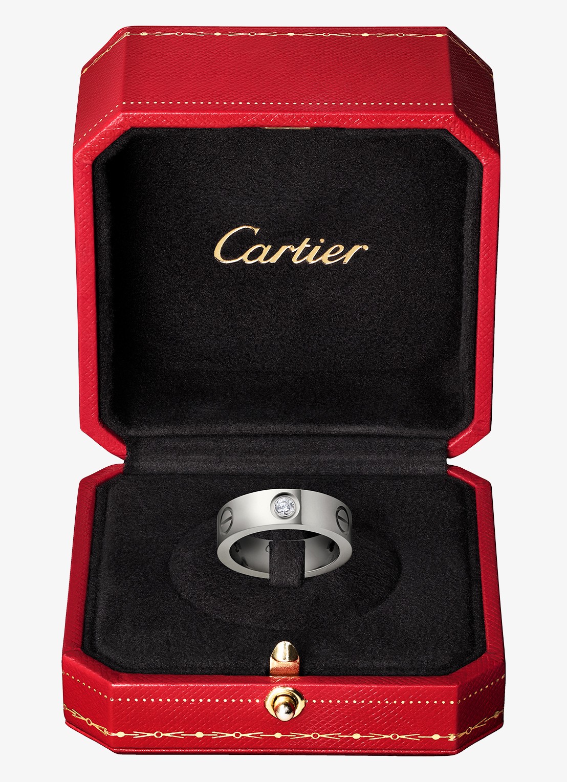 Cartier LOVE trouwring, klassiek model van 18 karaat witgoud met 0.23 ct diamant CRB40325 - detail 5 witgoud