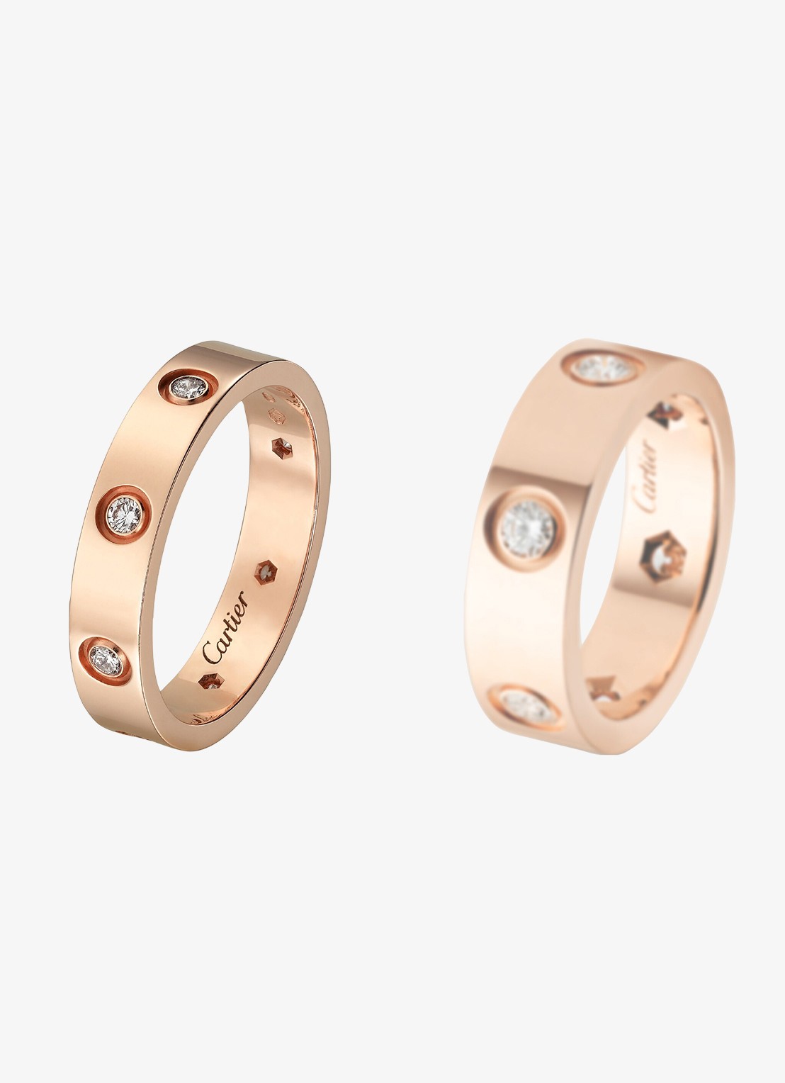 Cartier LOVE trouwring, klein model van 18 karaat roségoud met 0.19 ct diamant CRB4050800 - detail 5 roségoud