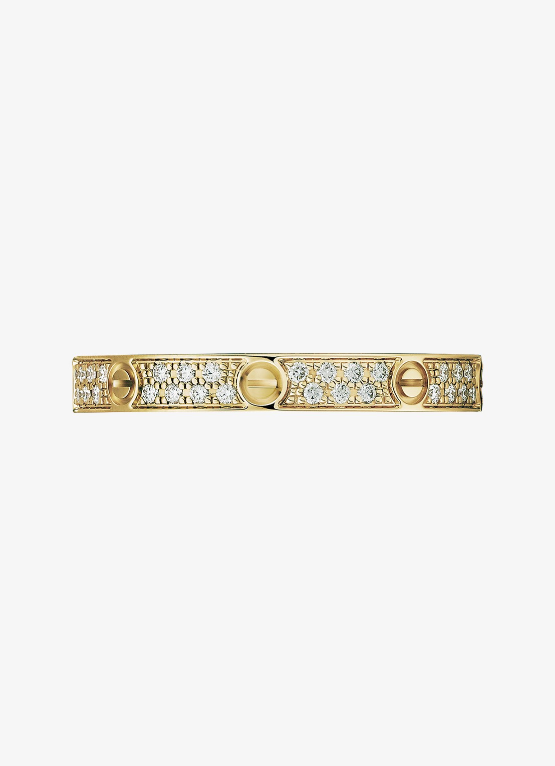 Cartier LOVE trouwring, mini model van 18 karaat geelgoud met 0.19 ct diamant CRB4218000 - detail geelgoud