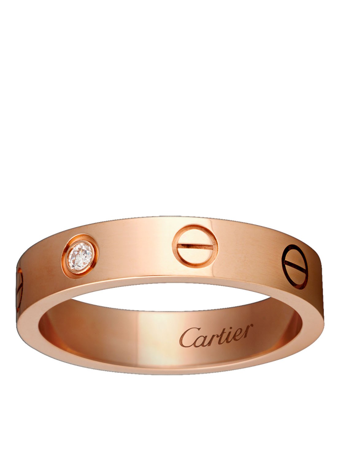 Cartier LOVE Wedding band ring van 18 karaat roségoud met 1 diamant CRB4050700 - voorkant roségoud