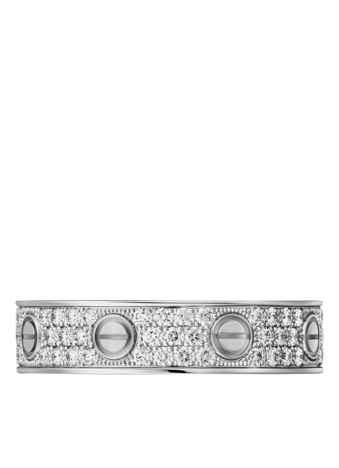 Cartier Mini Love Wedding ring van 18 karaat witgoud met diamanten CRB4083450 - detail witgoud