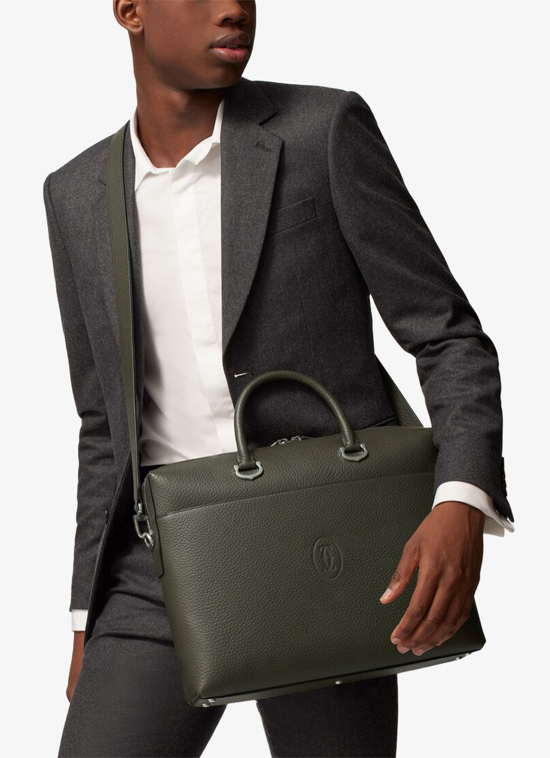 Cartier Must de Cartier Small businesstas van kalfsleer CRL1002594 - voorkant 2 bronsgroen