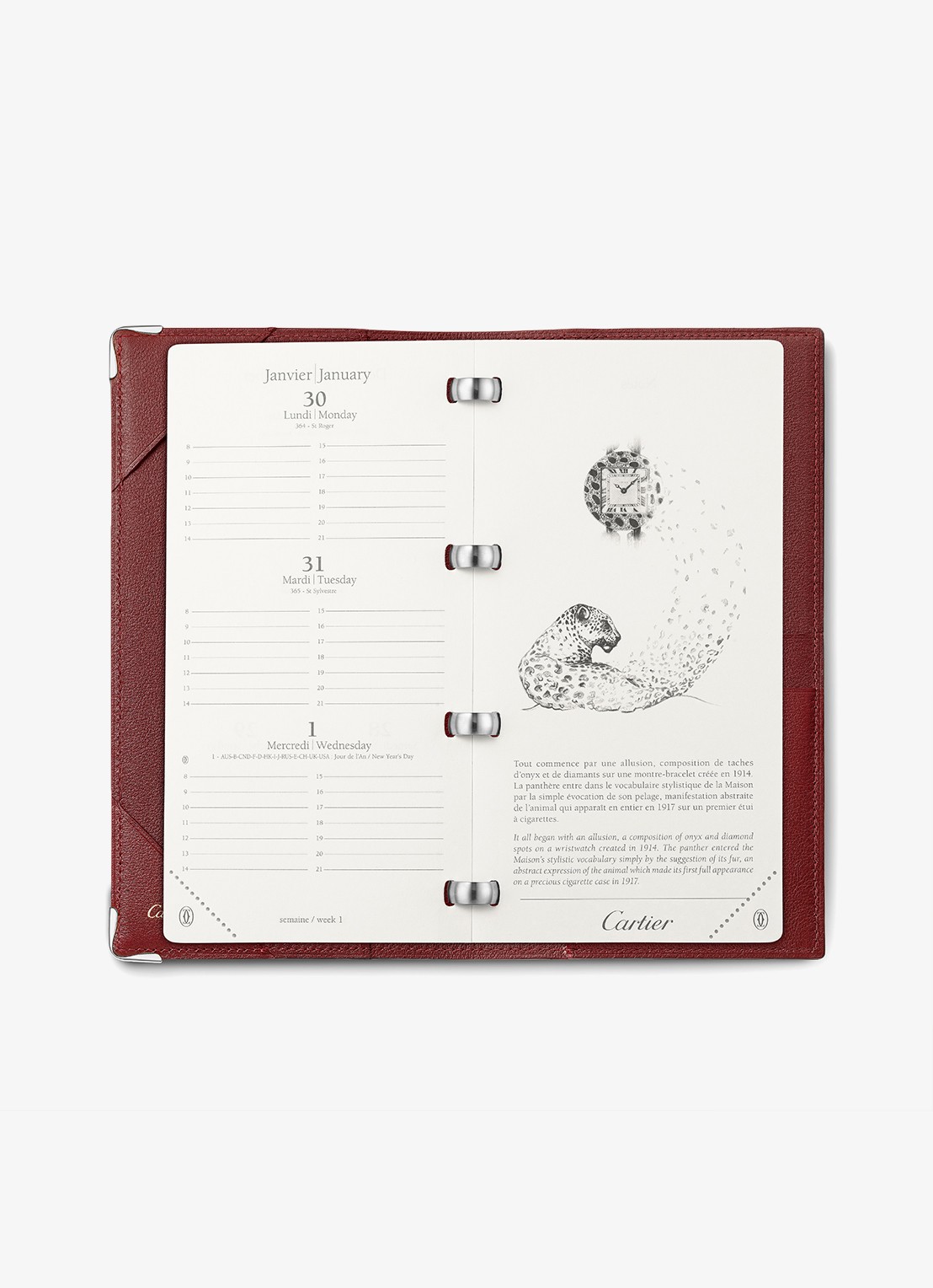Cartier Must de Cartier zakagenda, groot model van kalfsleer CRL3001528 - voorkant 7 zwart
