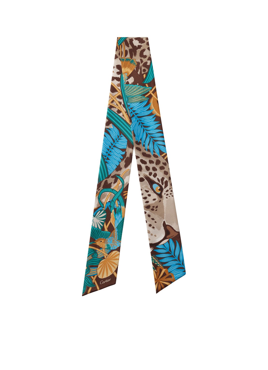 Cartier Panther in the Jungle hoofdband van zijde 105 x 6 cm CROS000119 - voorkant 5 bruin