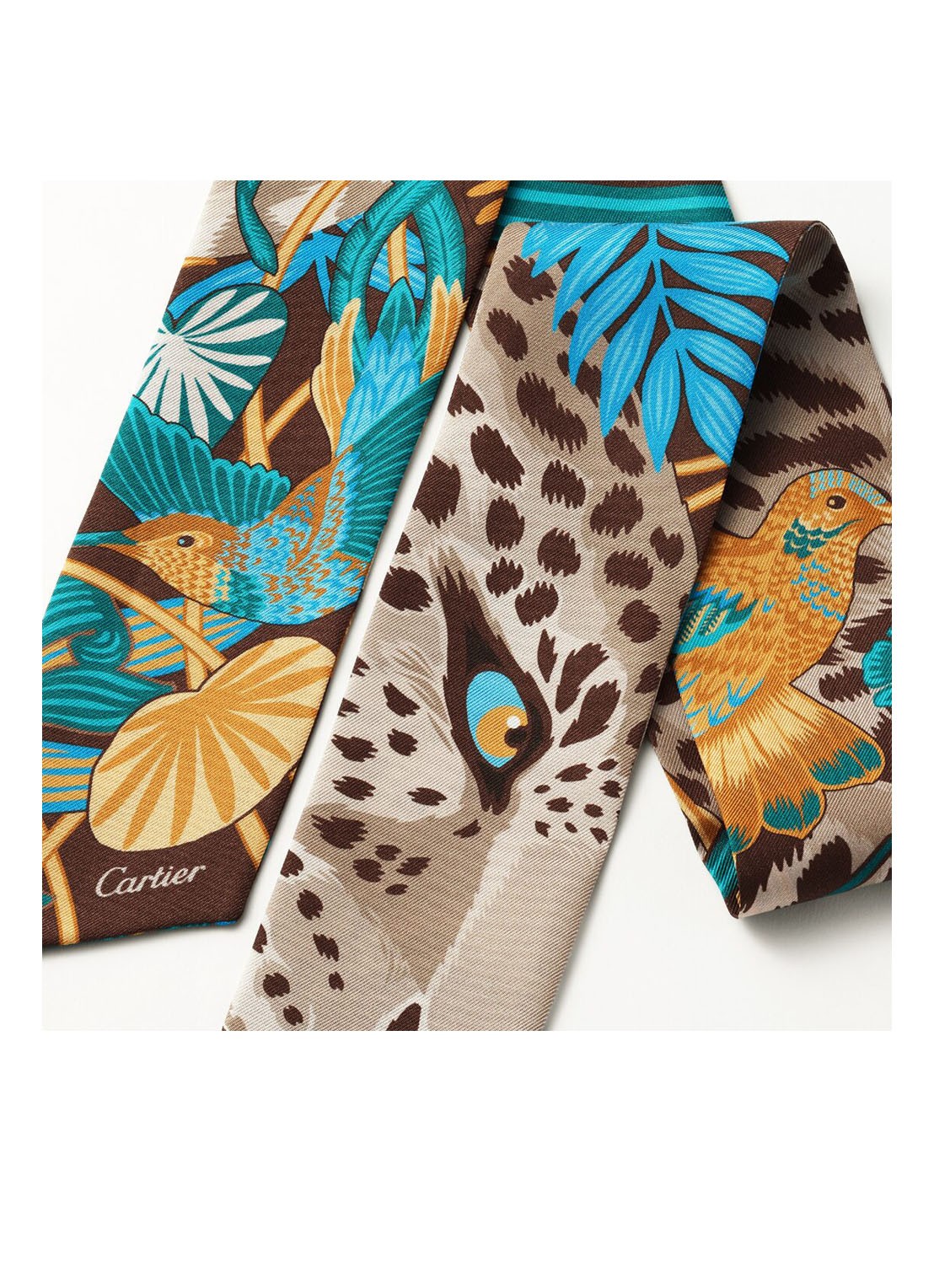 Cartier Panther in the Jungle hoofdband van zijde 105 x 6 cm CROS000119 - voorkant 6 bruin