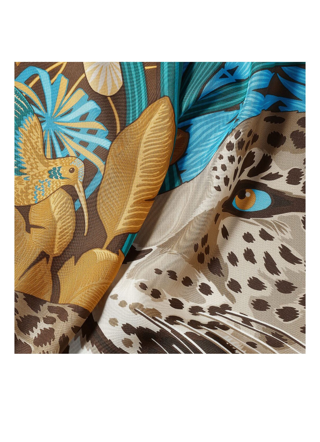 Cartier Panther in the Jungle sjaal van zijde 90 x 90 cm CROS000115 - detail 2 donkerbeige