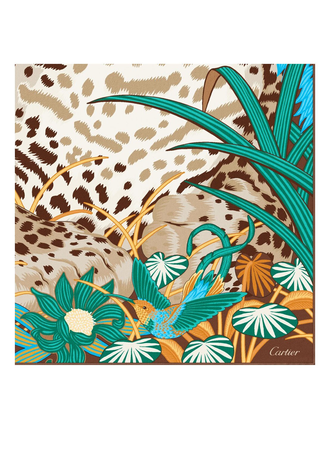 Cartier Panther in the Jungle sjaal van zijde 90 x 90 cm CROS000115 - detail 3 donkerbeige